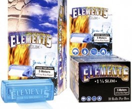 Rolovací papírky ELEMENTS SLIM, 5m + plast holder, box 10ks